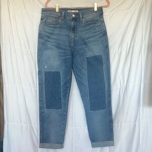 Signature Levi’s Heritage Boyfriend Two Tone Patchwork Pattern Cuffed Jeans 6/28